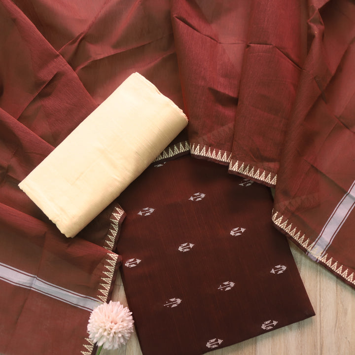 Chaahat Chocolate Brown Thread Weaved Work Chanderi Tussar Silk Suit Set