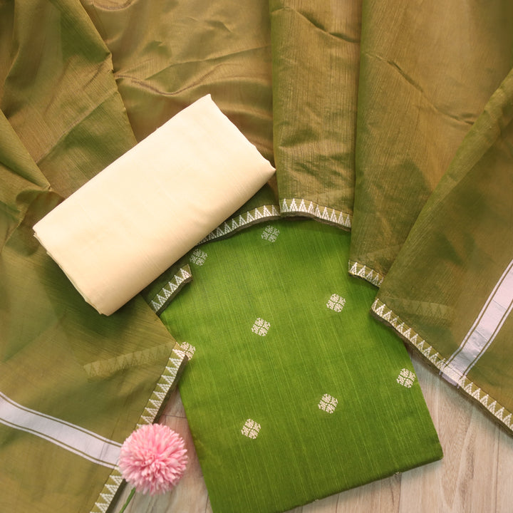 Chaahat Parrot Green Thread Weaved Work Chanderi Tussar Silk Suit Set