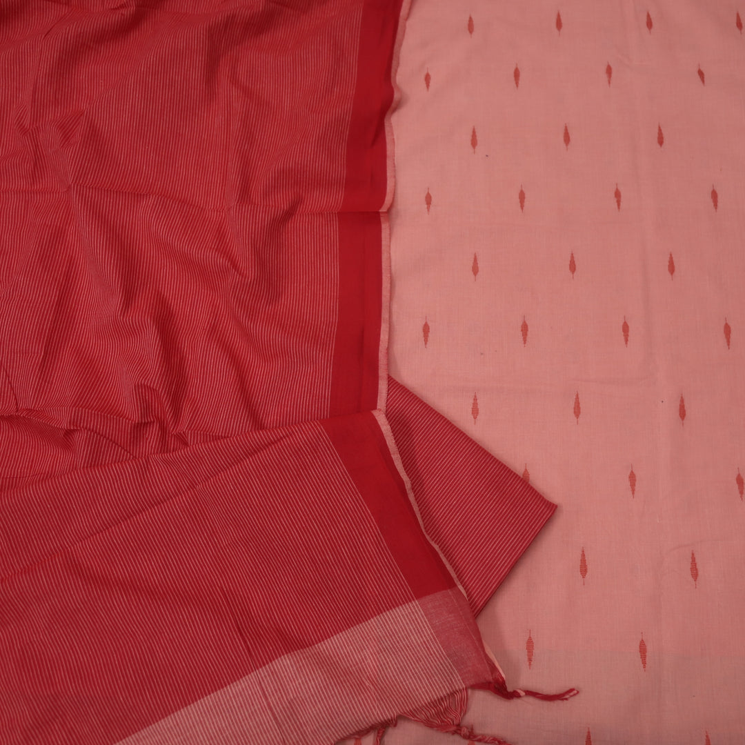 Kinaari Apple Red All Over Thread Weaved Work Cotton Suit Set