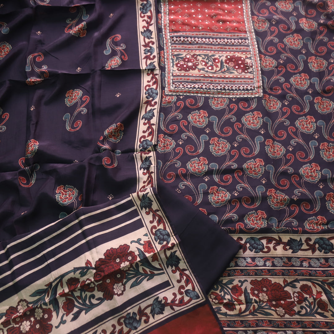 Newari Shadow Black All Over Ajrak Printed Muslin Suit Set