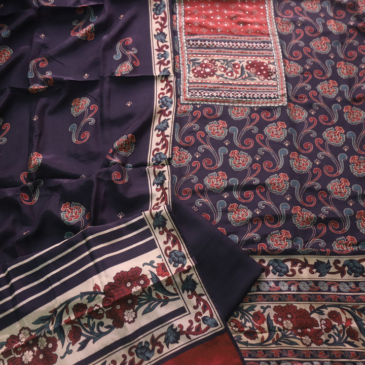 Newari Shadow Black All Over Ajrak Printed Muslin Suit Set