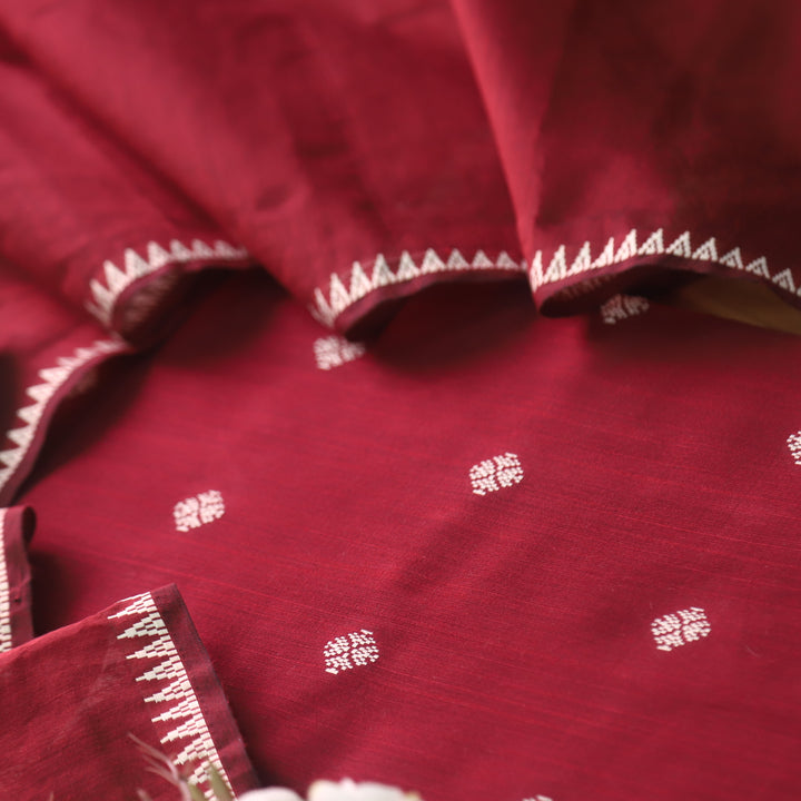 Chaahat Burnt Maroon Thread Weaved Work Chanderi Tussar Silk Suit Set