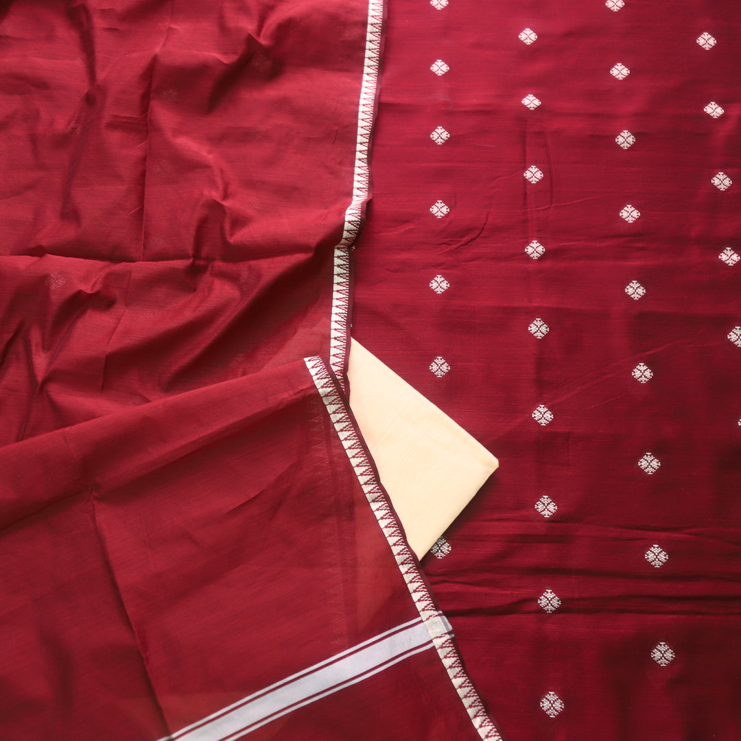 Chaahat Burnt Maroon Thread Weaved Work Chanderi Tussar Silk Suit Set