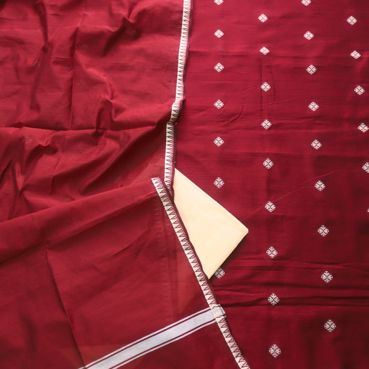 Chaahat Burnt Maroon Thread Weaved Work Chanderi Tussar Silk Suit Set