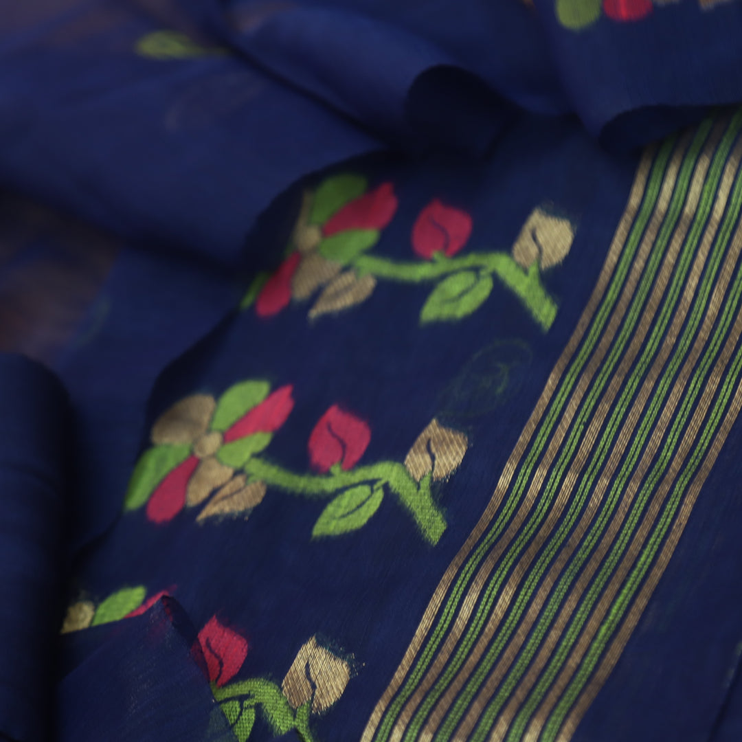 Svroop Royal Blue in All Over Authentic Jamdani Weaved Suit Set