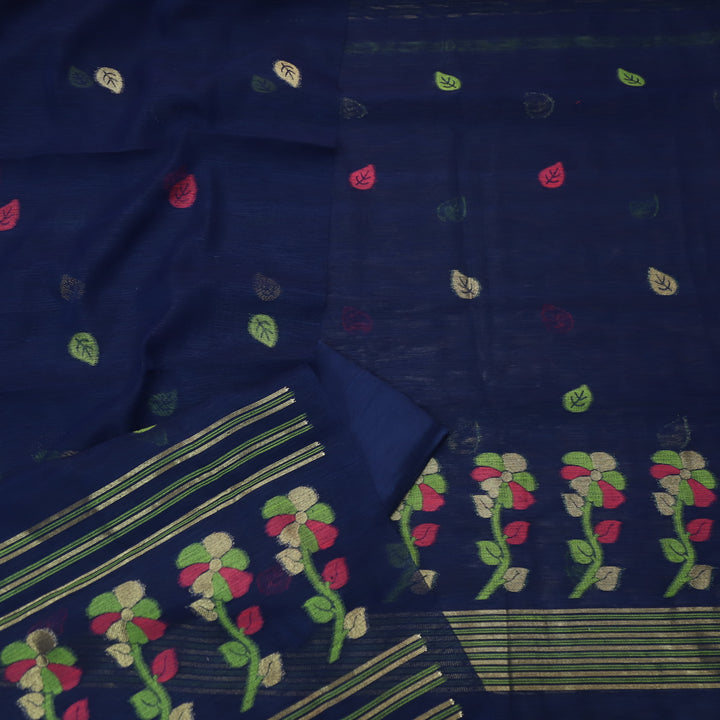 Svroop Royal Blue in All Over Authentic Jamdani Weaved Suit Set