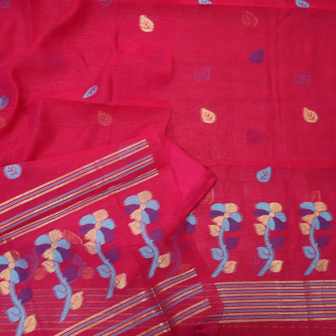 Svroop Bright Pink in All Over Authentic Jamdani Weaved Suit Set