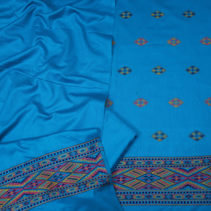 बेगमजान Space Blue Kullu Thread Weaved Hem Semi Pashmina Winter Suit Set