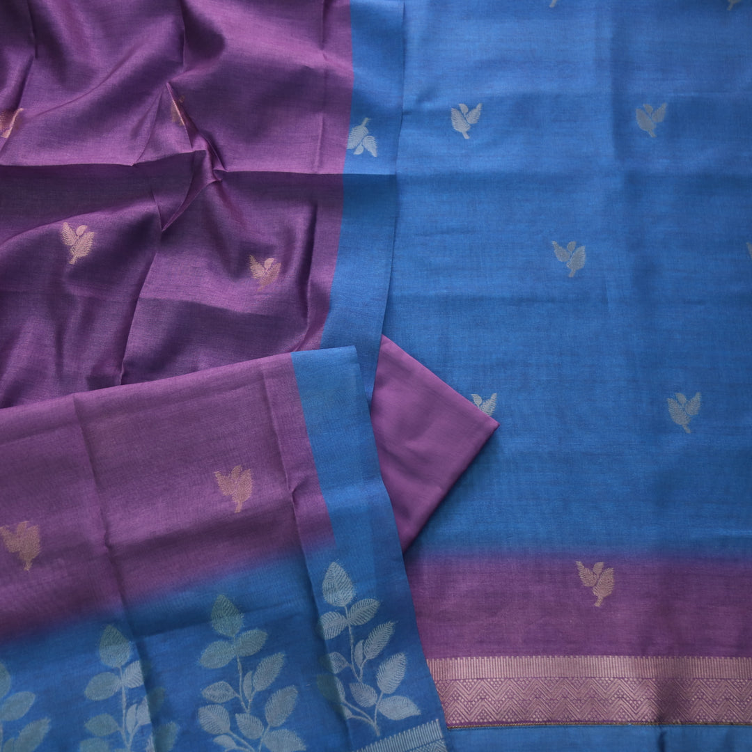 Rashiya Violet Purple Zari and Authentic Jamdani Weaved Chanderi Suit Set