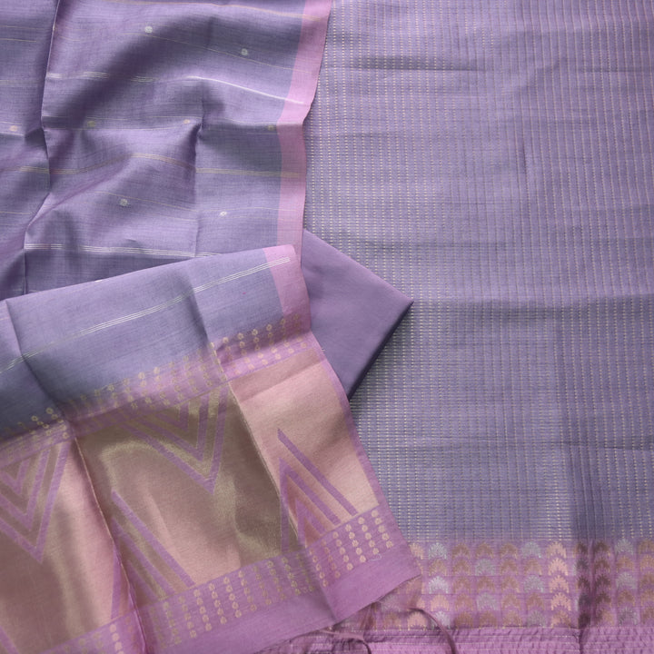 Paaki Periwinkle Purple All Over Zari Weaved Work Chanderi Suit Set