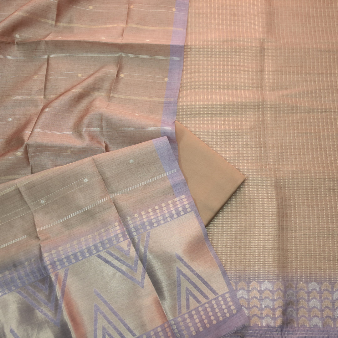 Paaki Peanut Beige All Over Zari Weaved Work Chanderi Suit Set