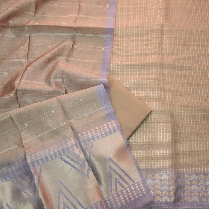 Paaki Peanut Beige All Over Zari Weaved Work Chanderi Suit Set