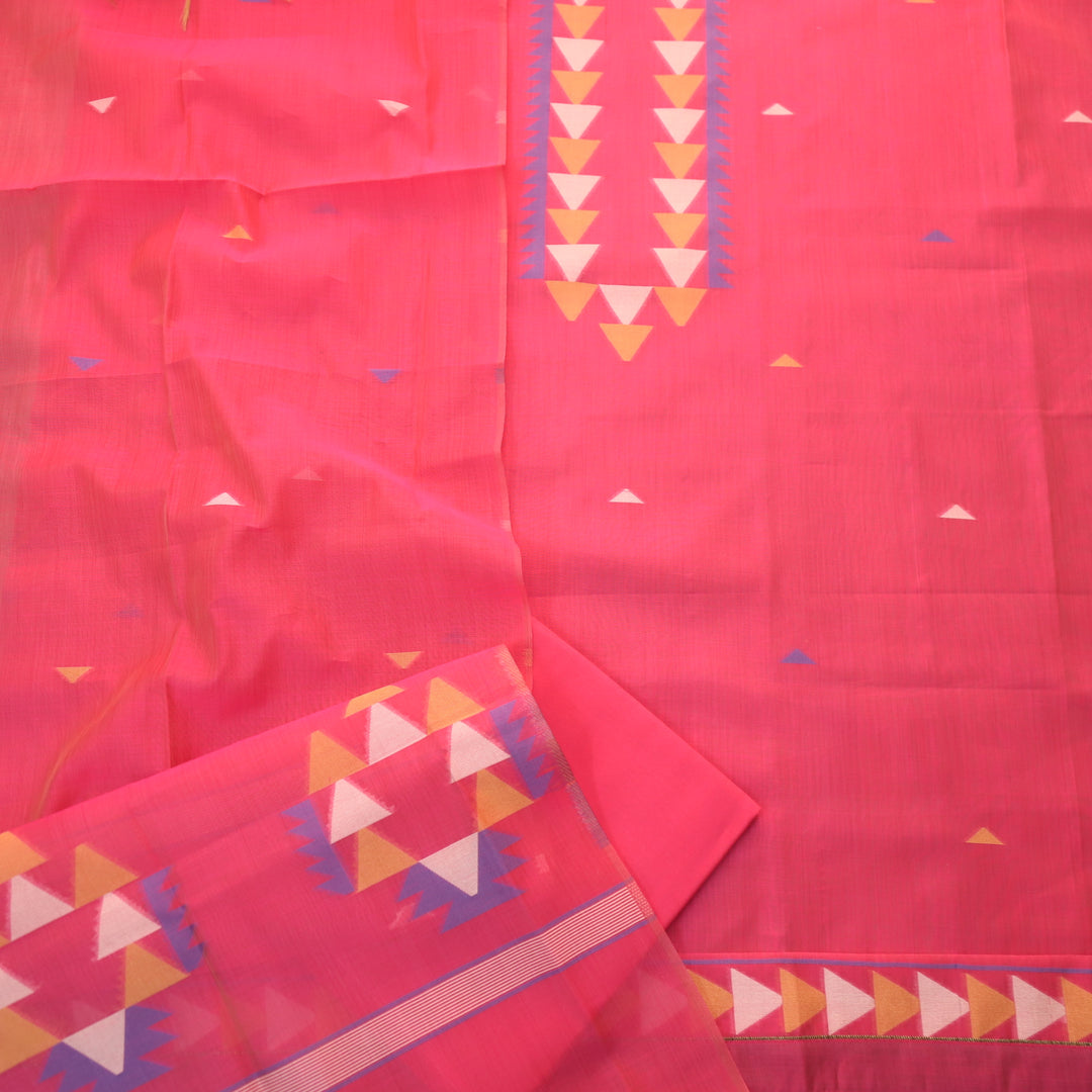 Raajhan Flamingo Pink with Authentic Jamdani Weaved Chanderi Suit Set