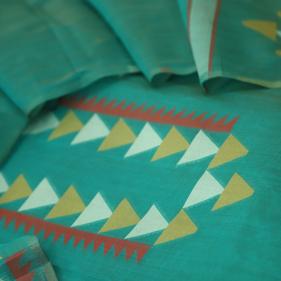 Raajhan Teal Green with Authentic Jamdani Weaved Chanderi Suit Set