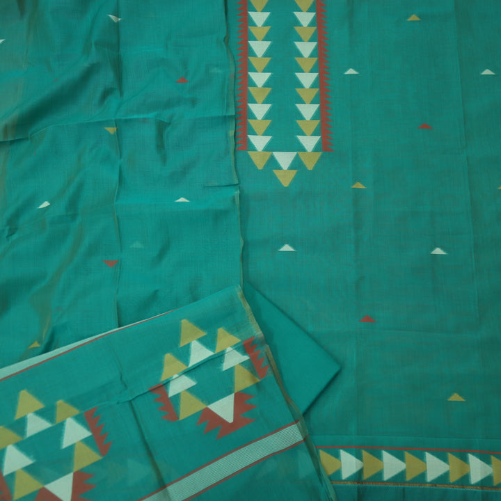 Raajhan Teal Green with Authentic Jamdani Weaved Chanderi Suit Set