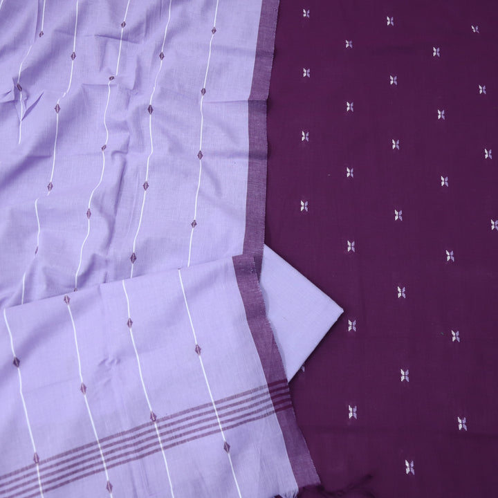 Kinaari Berry Purple All Over Thread Weaved Work Cotton Suit Set