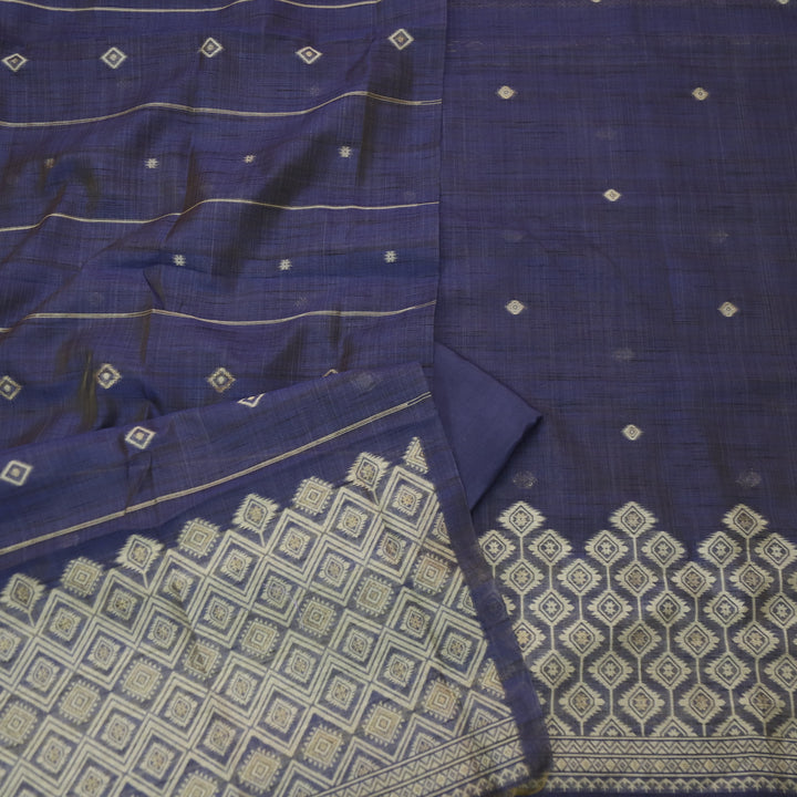 Roop Royal Blue with Zari and Authentic Jamdani Weaved Hem Suit Set