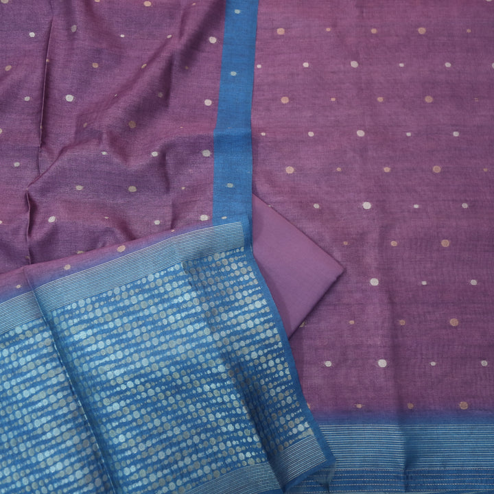 Rashiya French Violet Zari with Authentic Jamdani Weaved Chanderi Suit Set