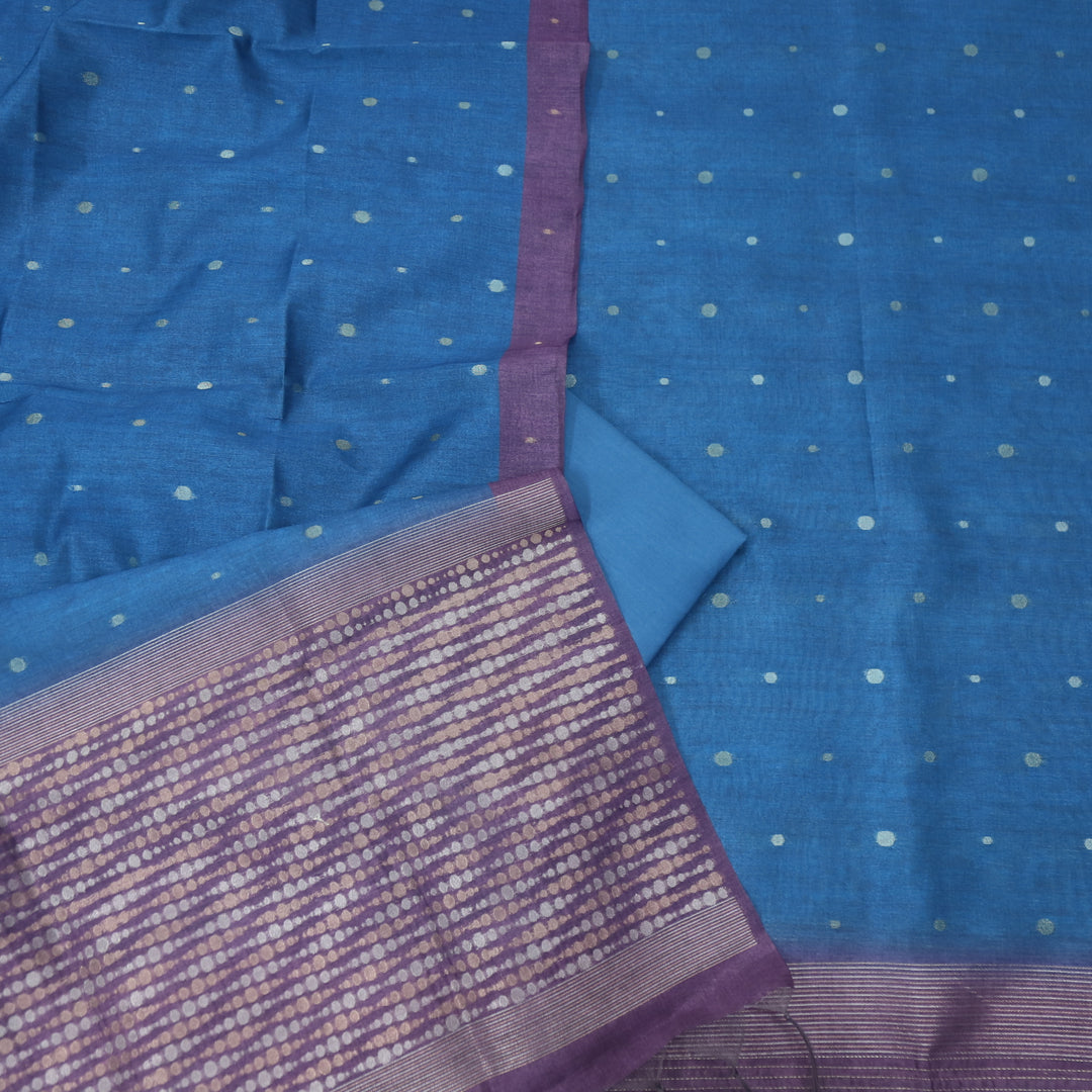 Rashiya Royal Blue Zari with Authentic Jamdani Weaved Chanderi Suit Set