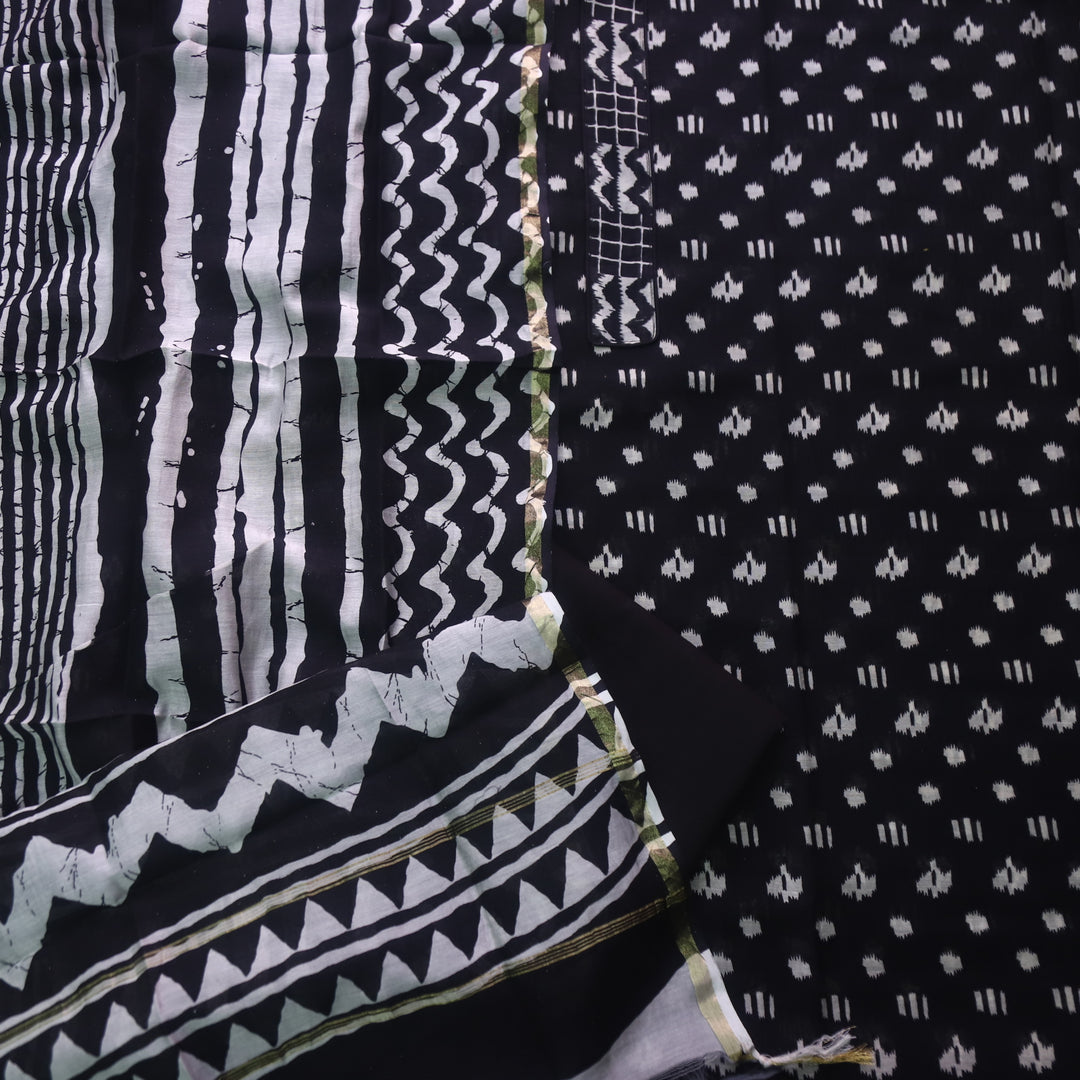 Dua Night Black Digital Printed with Patch Neck Chanderi Suit Set D1