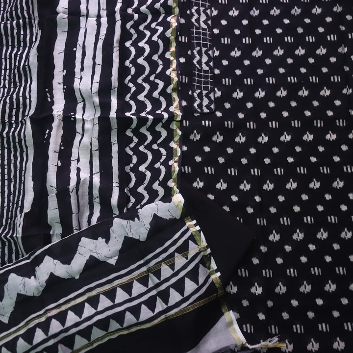 Dua Night Black Digital Printed with Patch Neck Chanderi Suit Set D1