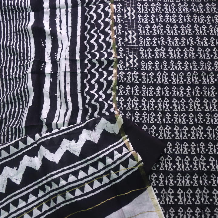 Dua Night Black Digital Printed with Patch Neck Chanderi Suit Set D2