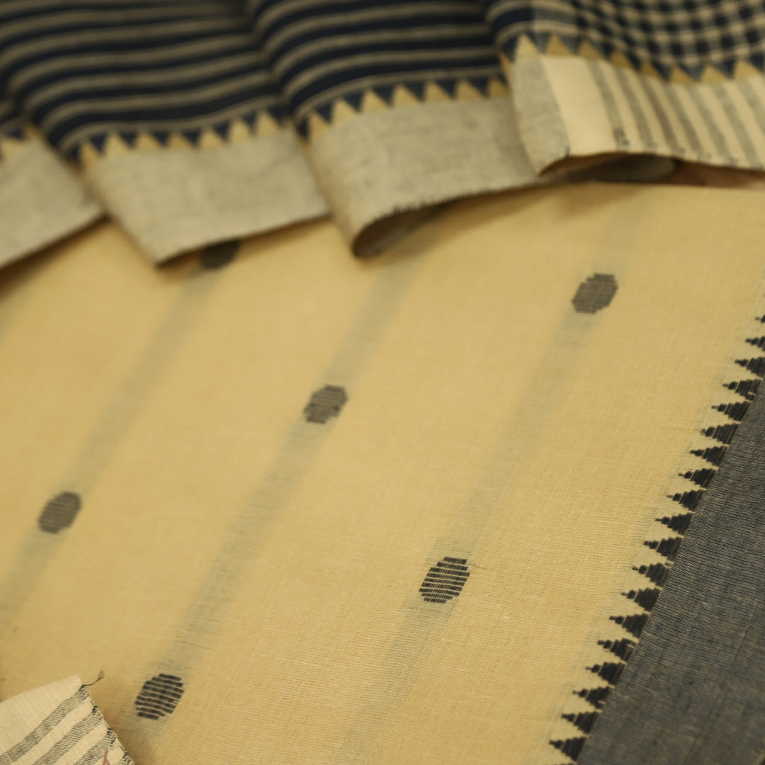 Subhranti Tea Beige Thread Weaved Buti with Temple Hem South Cotton Suit Set