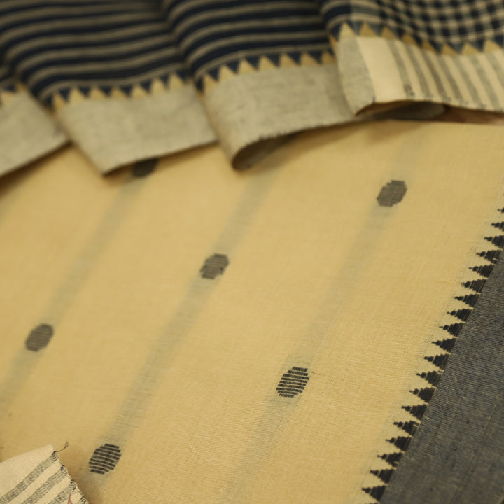 Subhranti Tea Beige Thread Weaved Buti with Temple Hem South Cotton Suit Set