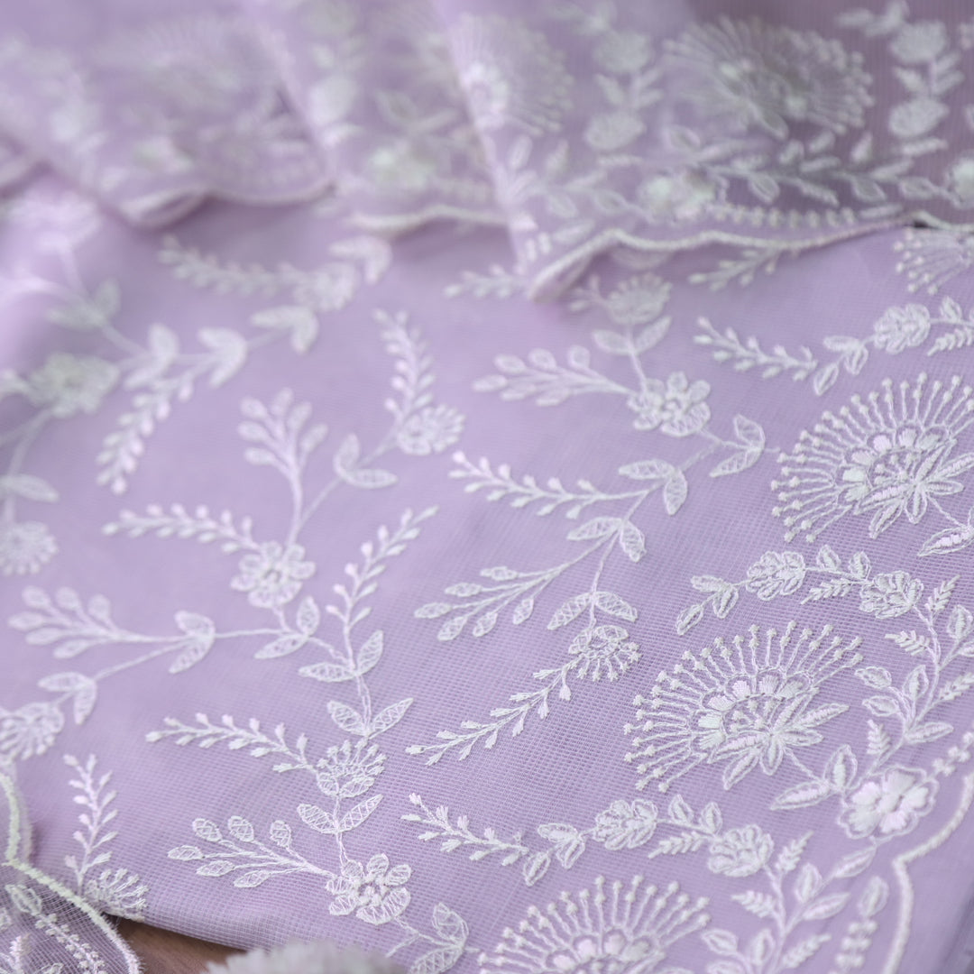 Sahiba Soft Lavender All Over Thread Embroidered Work Kota Doriya Suit Set