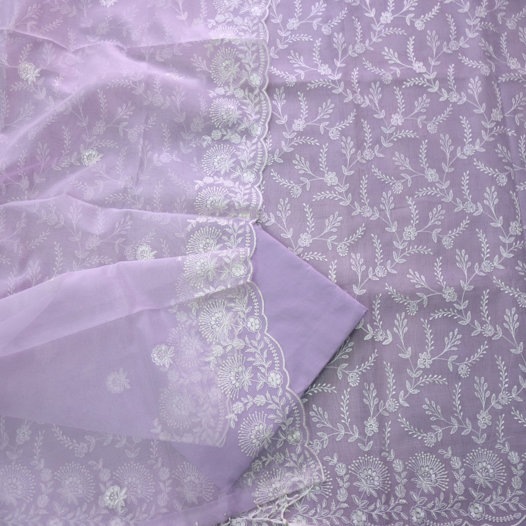 Sahiba Soft Lavender All Over Thread Embroidered Work Kota Doriya Suit Set