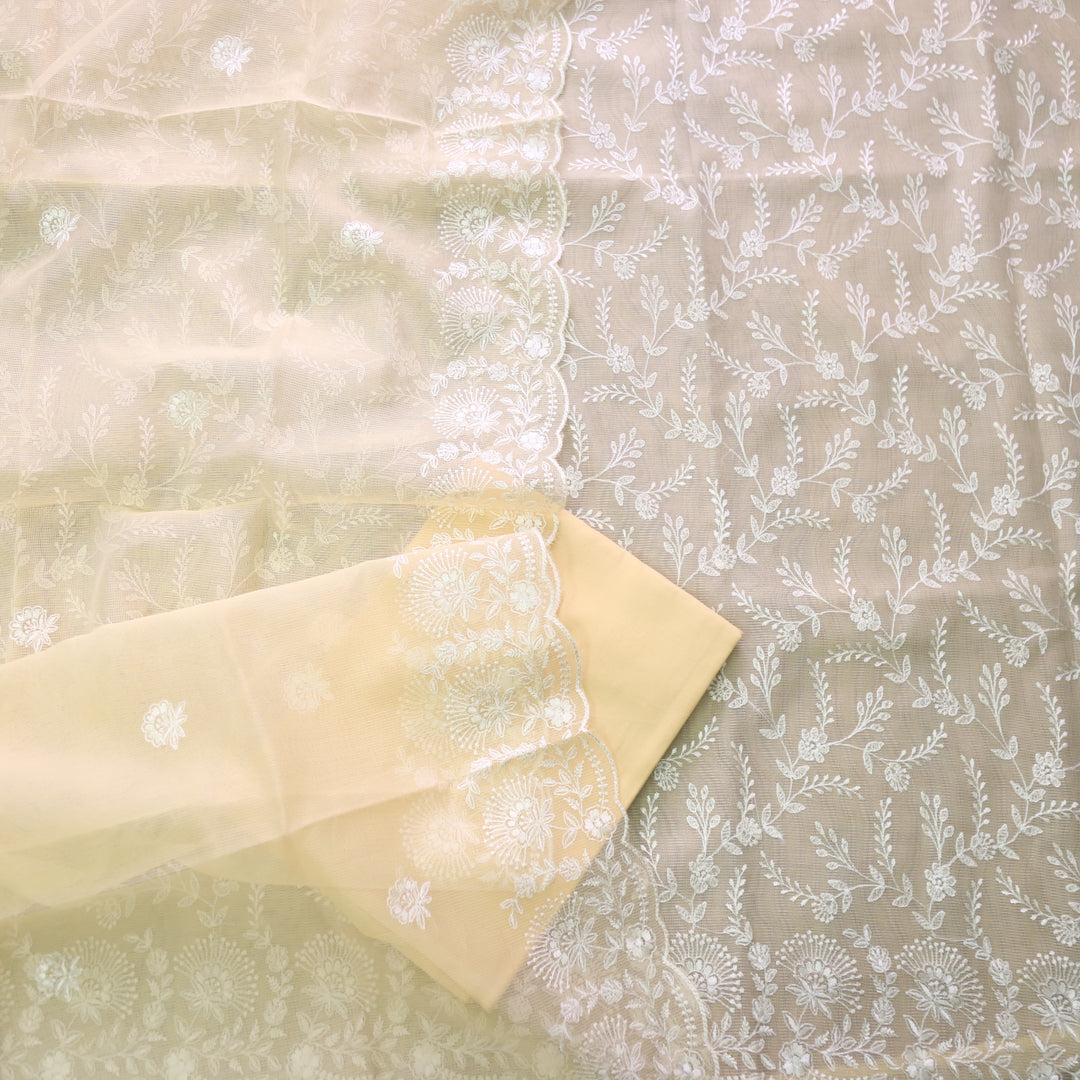 Sahiba Butter Yellow All Over Thread Embroidered Work Kota Doriya Suit Set