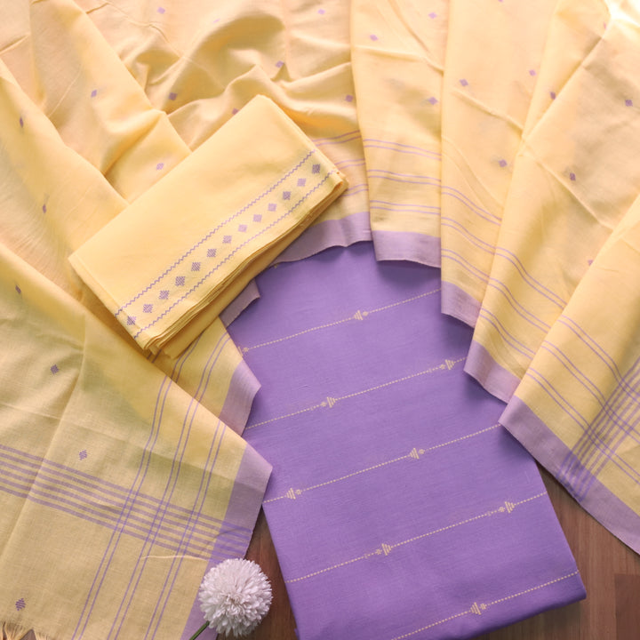 Wamiqa Plum lavender All Over Thread Weaved Handloom Cotton Suit Set