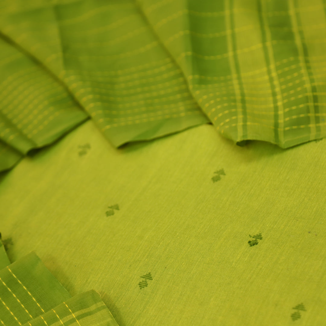 Wamiqa Grasshopper Green All Over Thread Weaved Work Cotton Suit Set