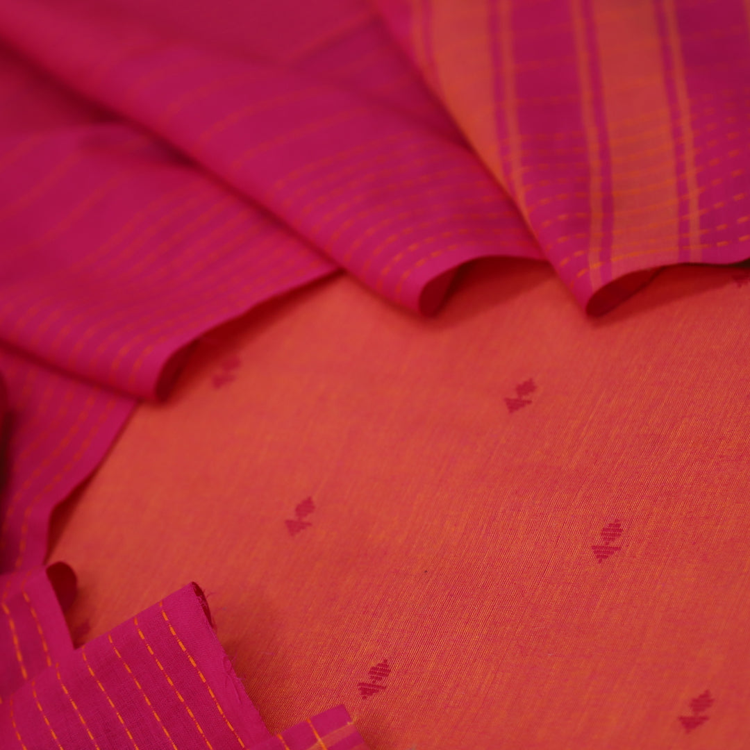 Wamiqa Fire Orange All Over Thread Weaved Work Cotton Suit Set