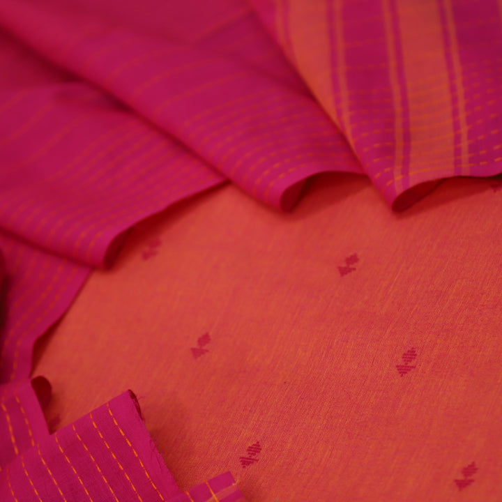 Wamiqa Fire Orange All Over Thread Weaved Work Cotton Suit Set