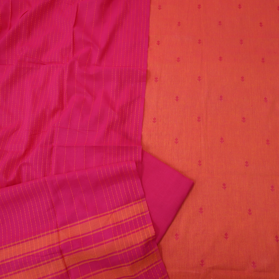 Wamiqa Fire Orange All Over Thread Weaved Work Cotton Suit Set