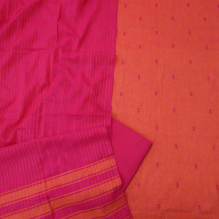 Wamiqa Fire Orange All Over Thread Weaved Work Cotton Suit Set