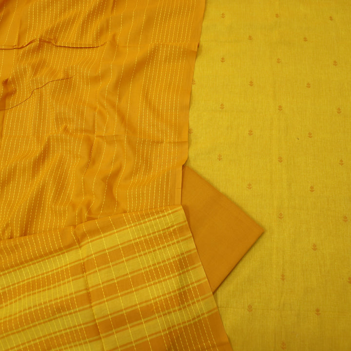 Wamiqa Canary Yellow All Over Thread Weaved Work Cotton Suit Set