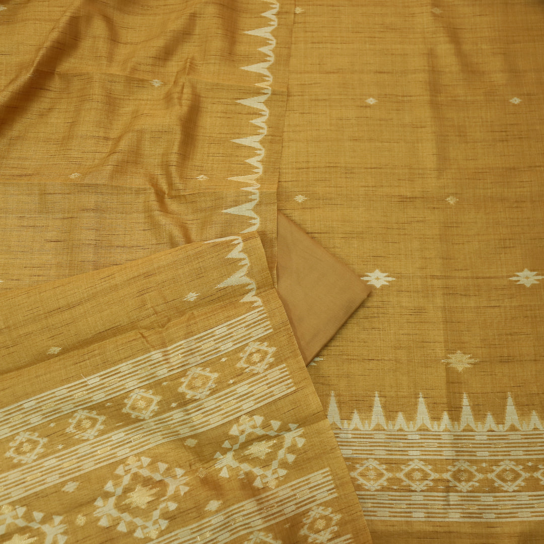 Suroor Dijon Yellow Authentic Jamdani Weaved Hem Chanderi Suit Set