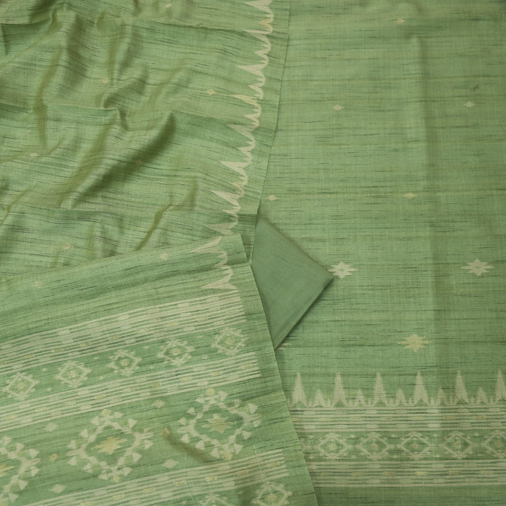 Suroor Fern Green Authentic Jamdani Weaved Hem Chanderi Suit Set