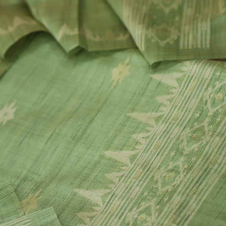 Suroor Fern Green Authentic Jamdani Weaved Hem Chanderi Suit Set