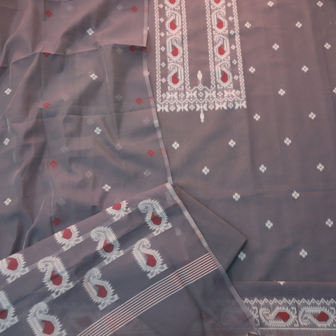 Raajheya Fossil Grey with Authentic Jamdani Weaved Chanderi Suit Set