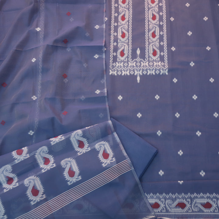 Raajheya Cerulean Blue with Authentic Jamdani Weaved Chanderi Suit Set