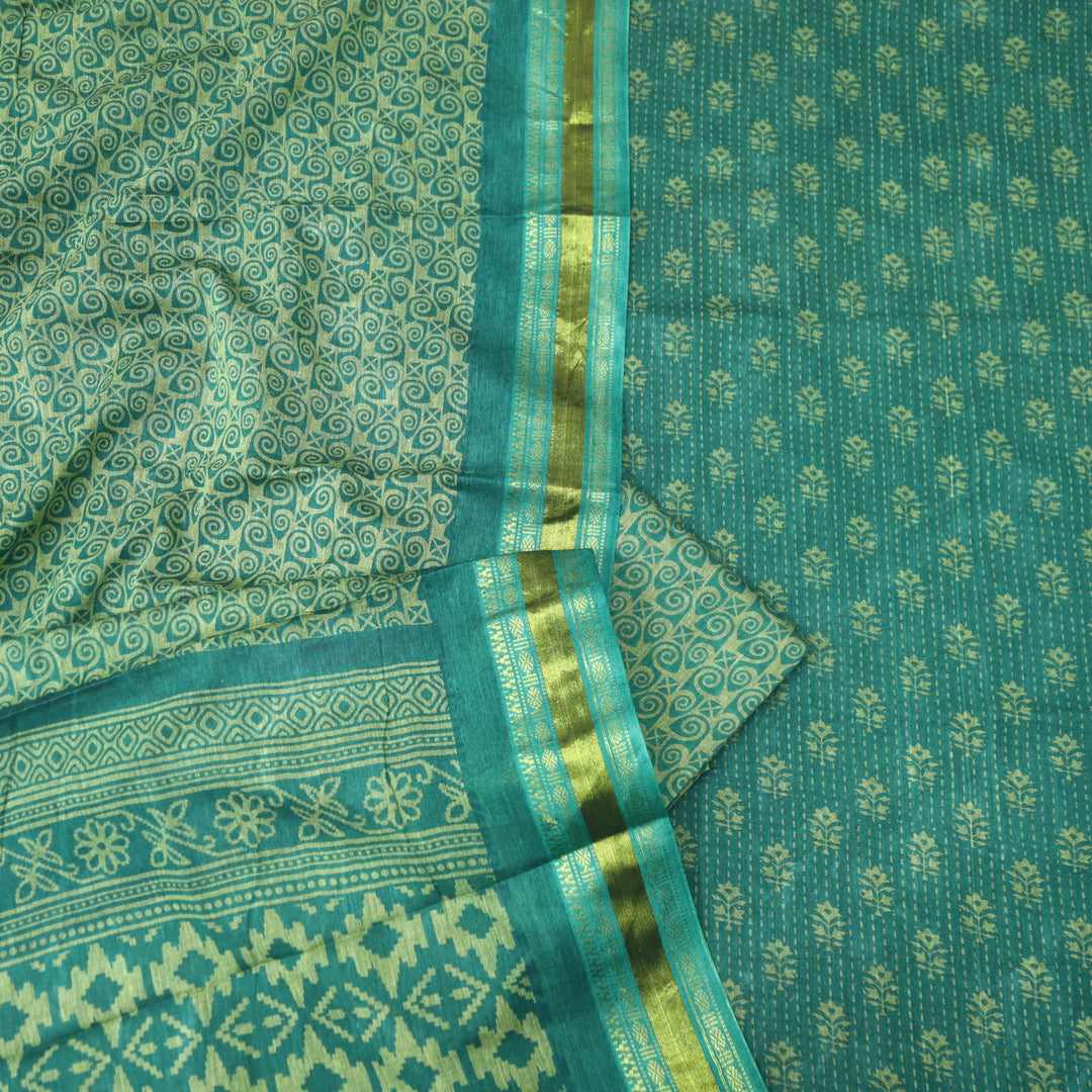 Kranti Vintage Green Digital Printed Mangalgiri Hem Work Cotton Suit Set