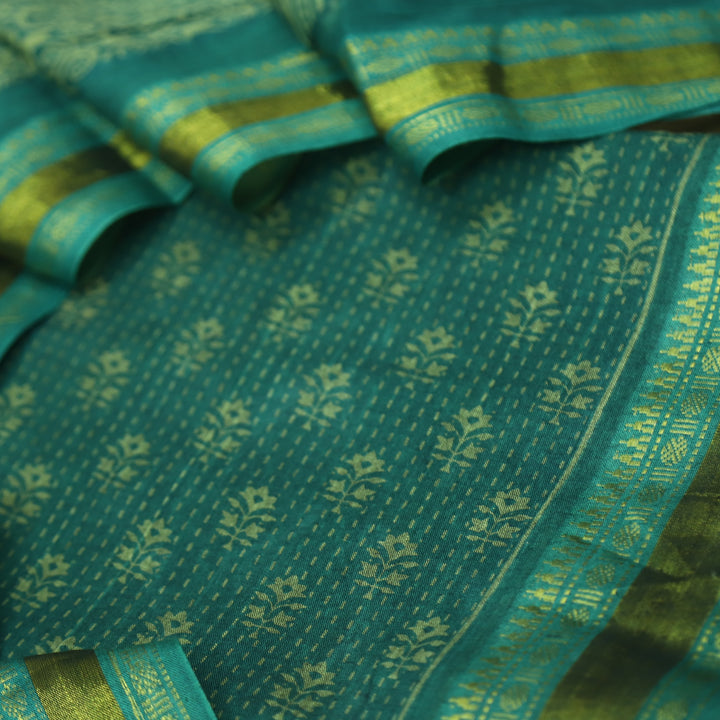 Kranti Vintage Green Digital Printed Mangalgiri Hem Work Cotton Suit Set