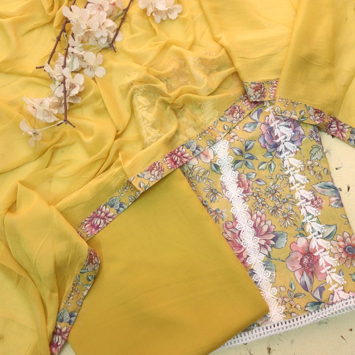 Madhubala Lime Green Thread Embroidered Work Cotton Suit Set