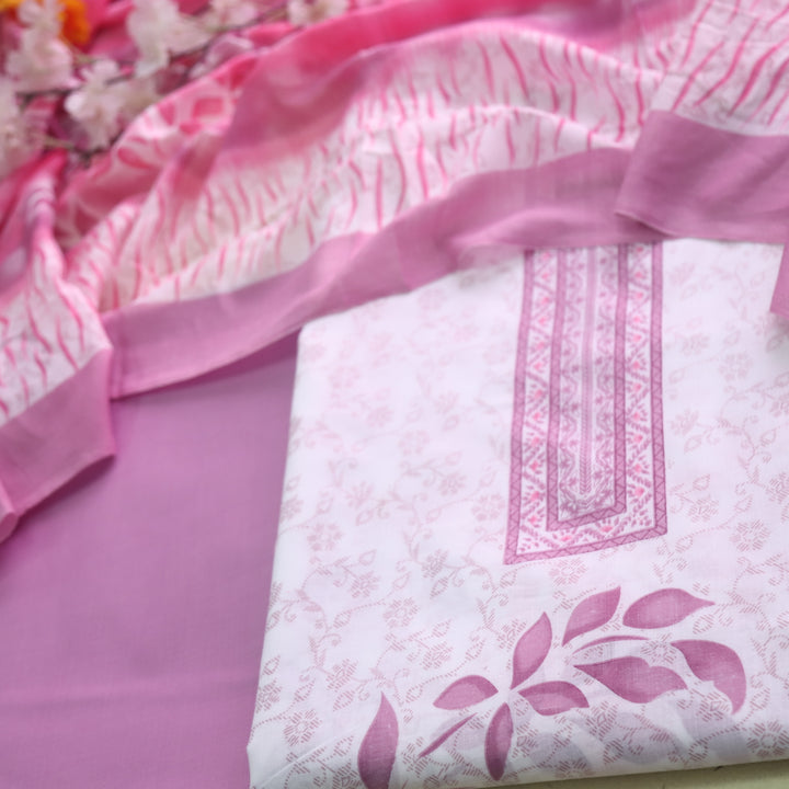 Farhana Orchid Lilac All Over Floral Digital Printed Cotton Suit Set