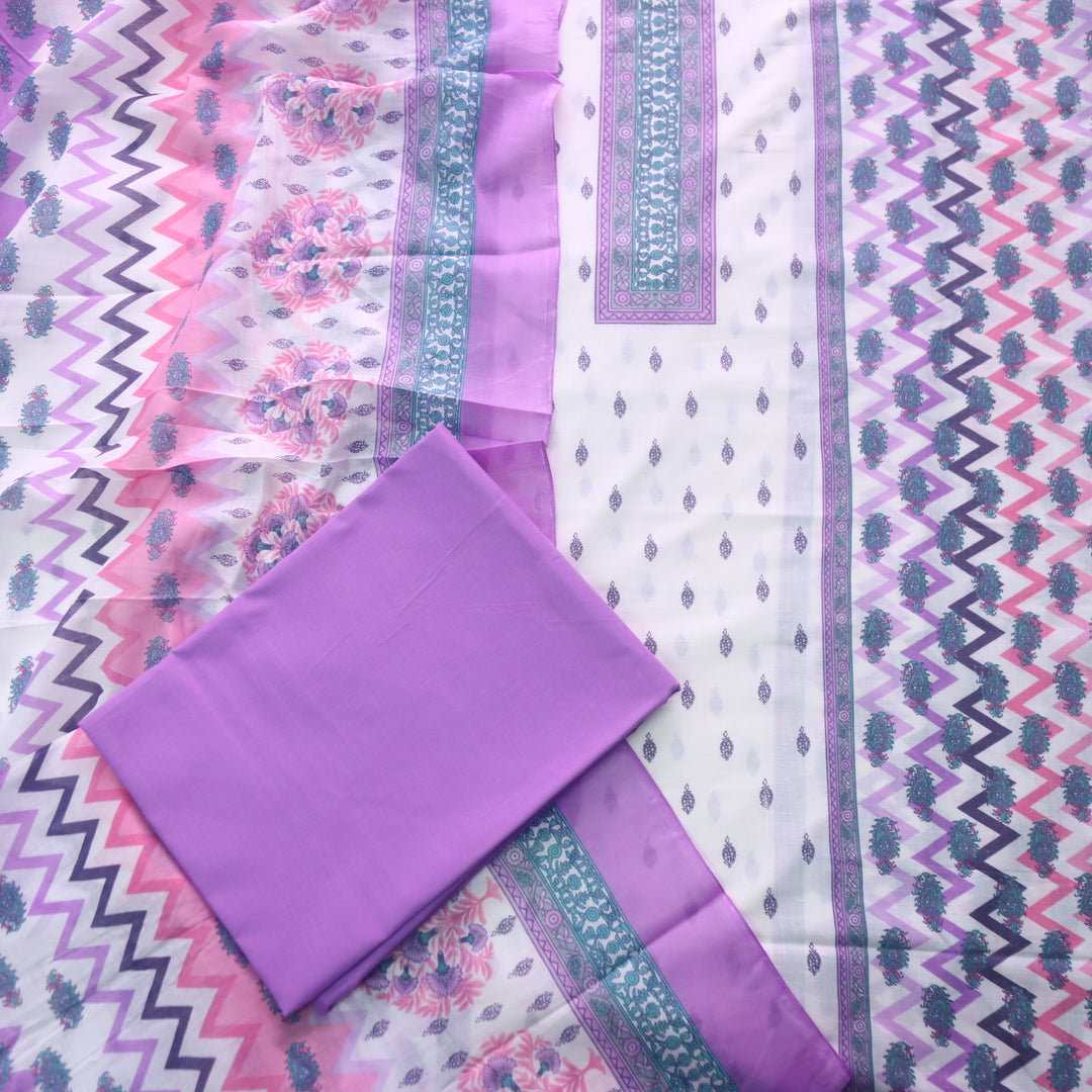 Farhana Lavender Purple All Over Digital Printed Cotton Suit Set
