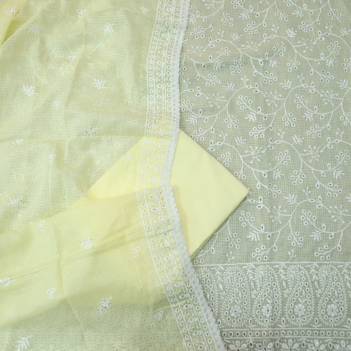 Sahiba Butter Yellow All Over Thread Embroidered Work Kota Doriya Suit Set