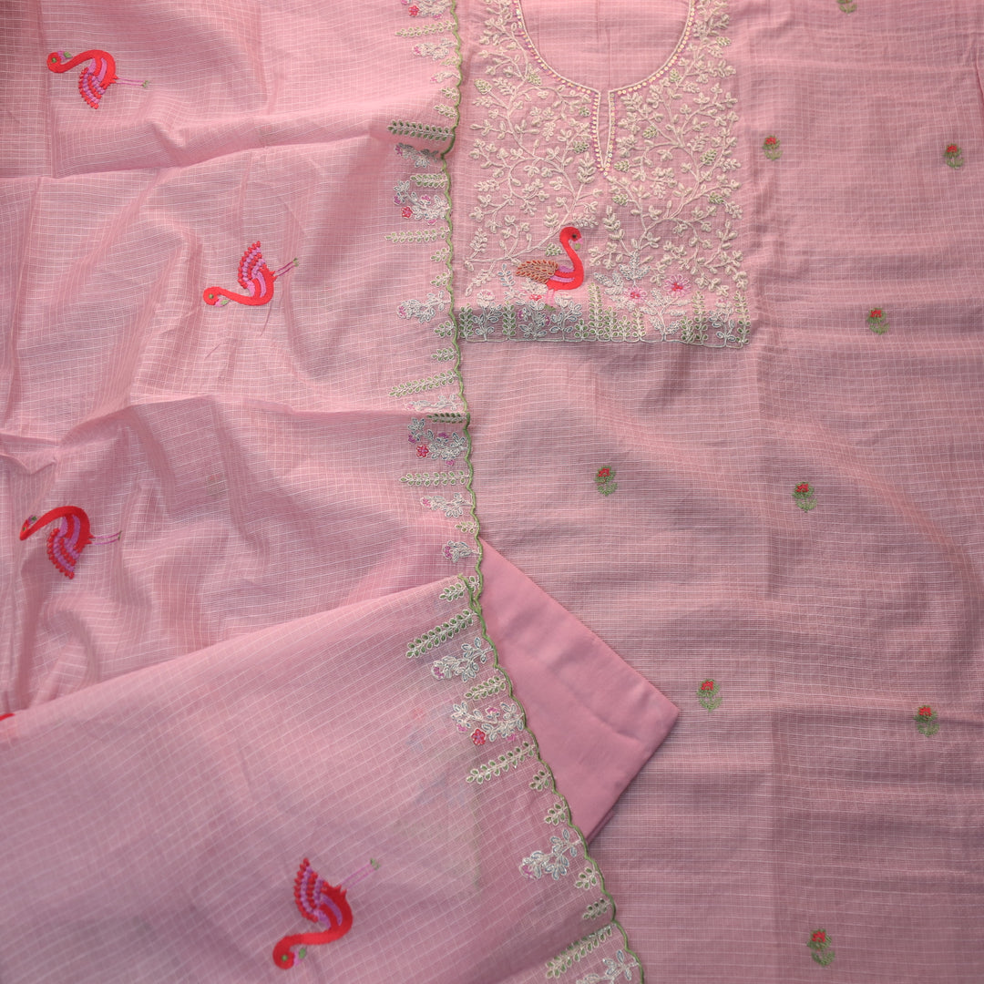 Raabta Tulip Lilac Zari Embellished Neck Work Kota Doriya Suit Set